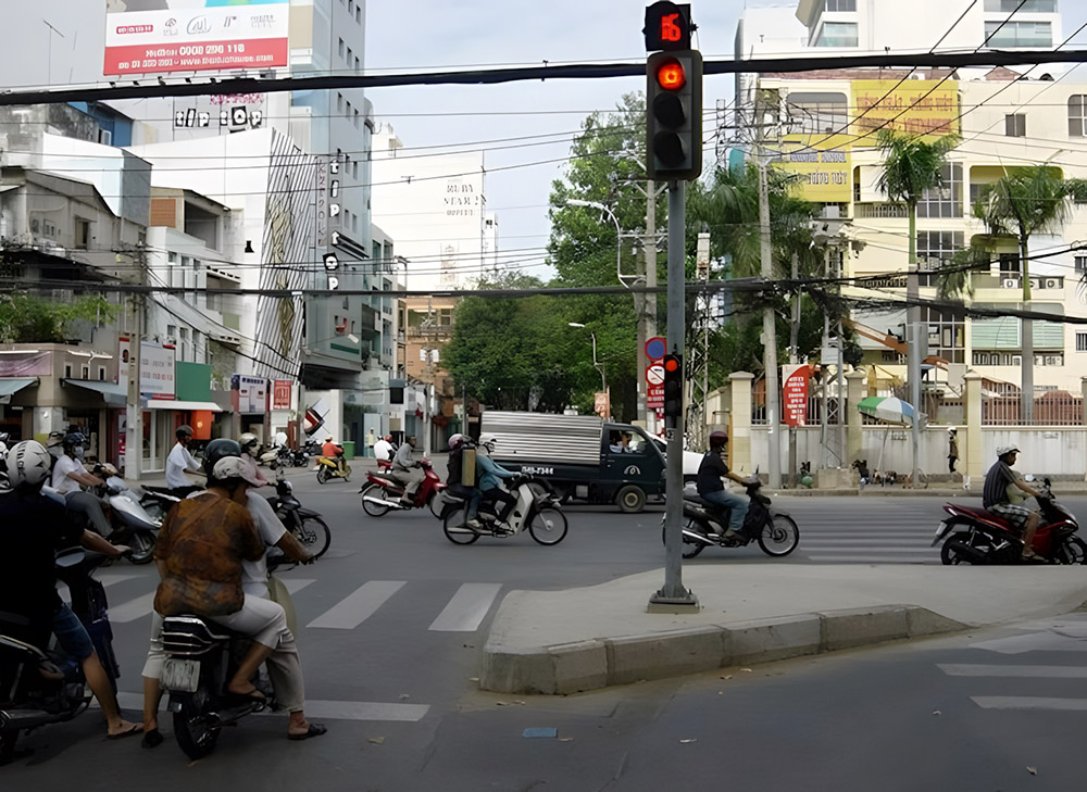 Nơi có tiểu đảo phân luồng cho xe rẽ phải