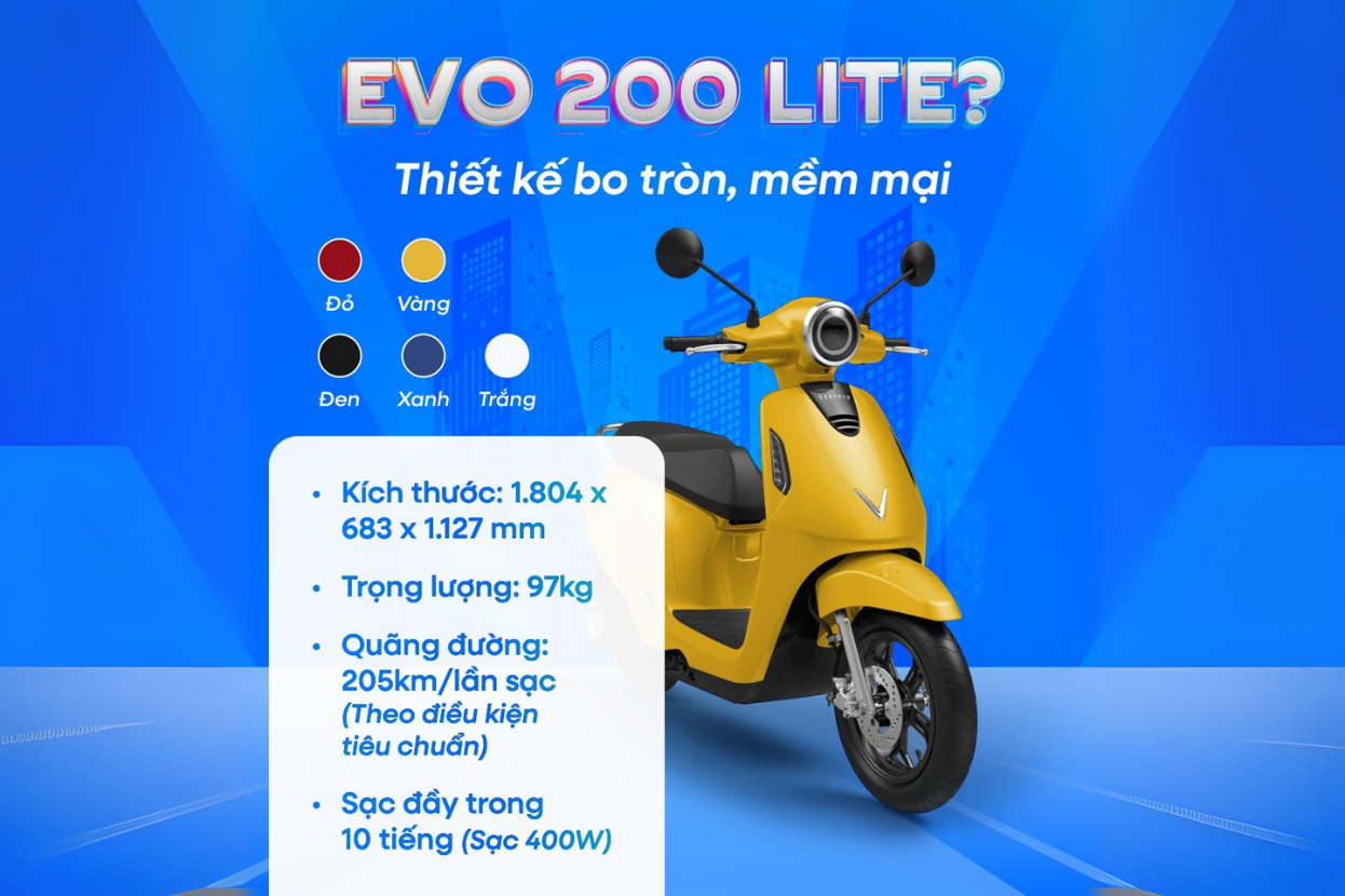 Xe máy điện Evo 200 Lite. Nguồn: Ảnh Internet
