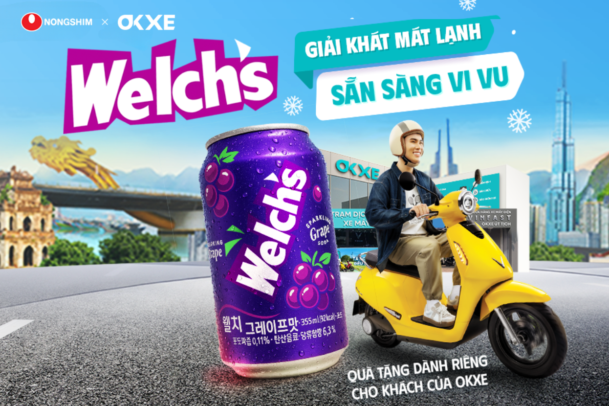 Chương trình mua xe, chăm xế tặng nước ngọt Welch's dành riêng cho khách của OKXE.
