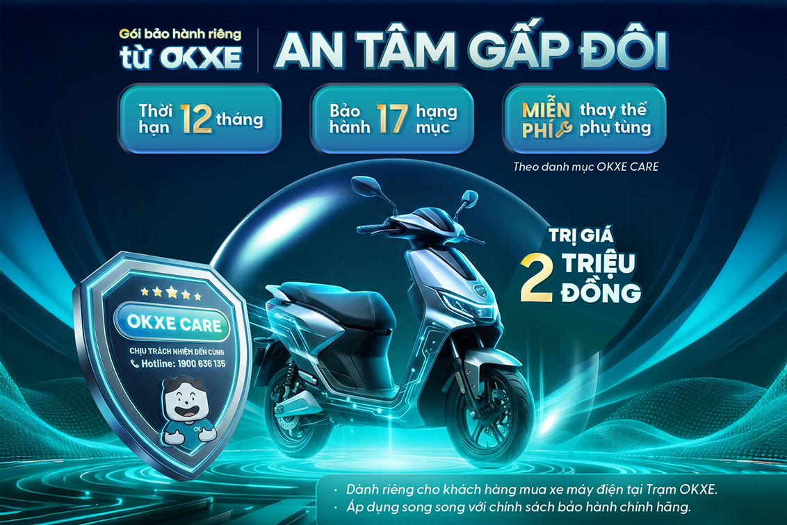 OKXE Care chính sách bảo hành với 17 hạng mục OKXE Care, chính sách bảo hành 17 hạng mục