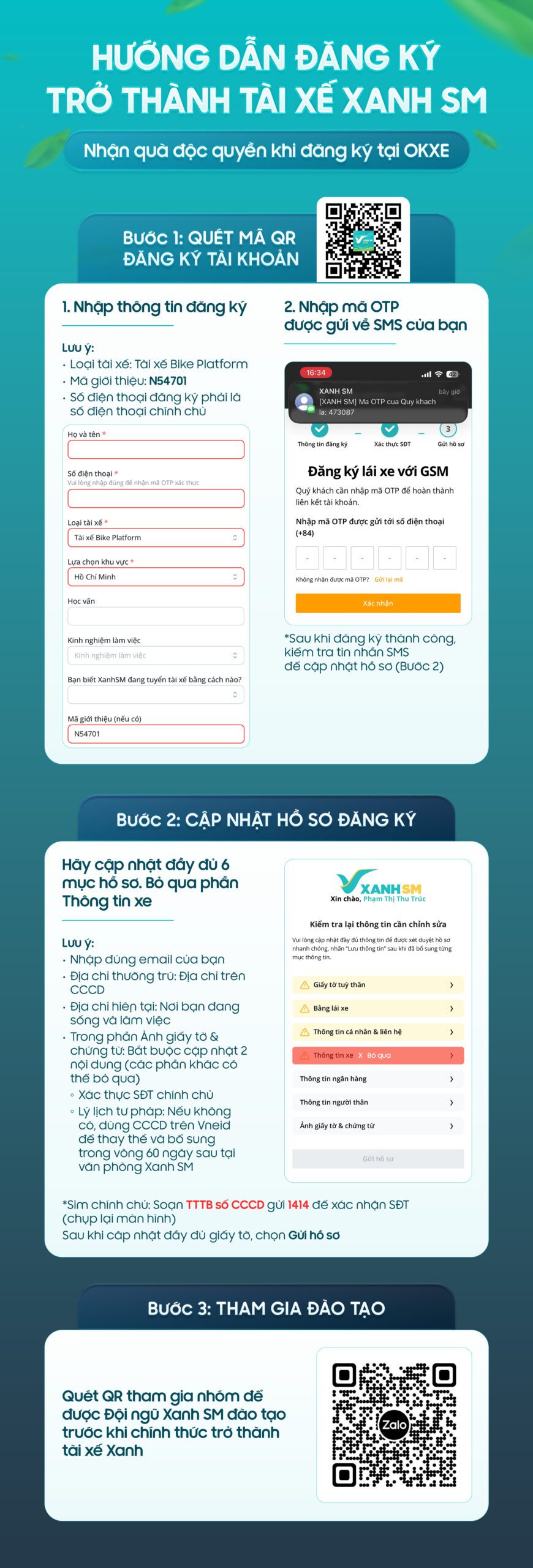Hướng dẫn đăng ký tài xế Xanh nhận quà OKXE Hướng dẫn đăng ký tài xế Xanh nhận quà OKXE